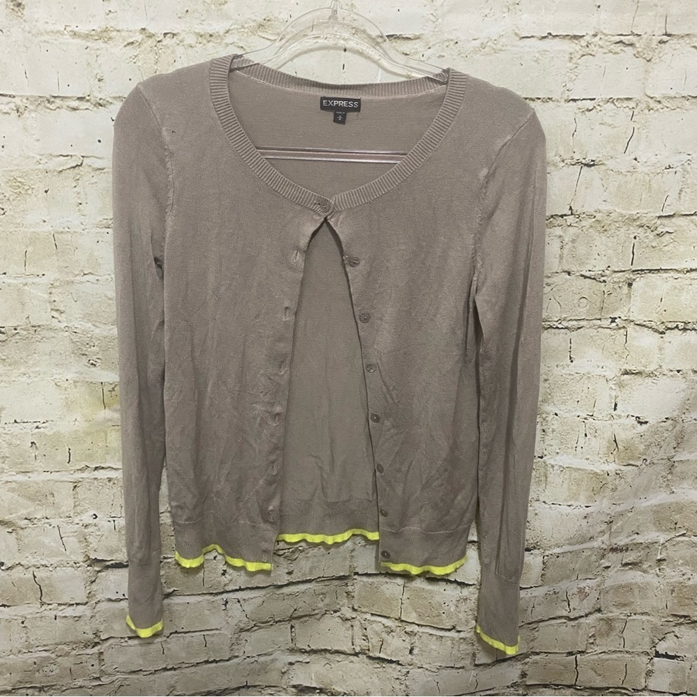 Express Beige Yellow Soft Long Sleeve Cardigan